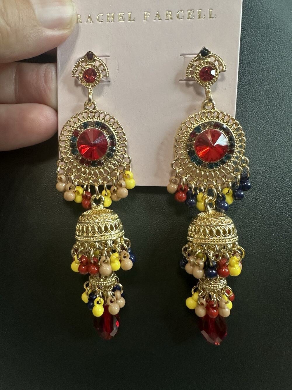Rachel Parcell Multicolor Drop Dangle Gold Tone Statement Flirty Earrings NWT